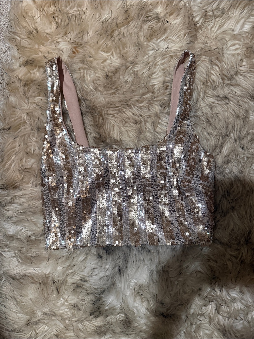 Forever 21 Rose Gold Sequin Crop Tank